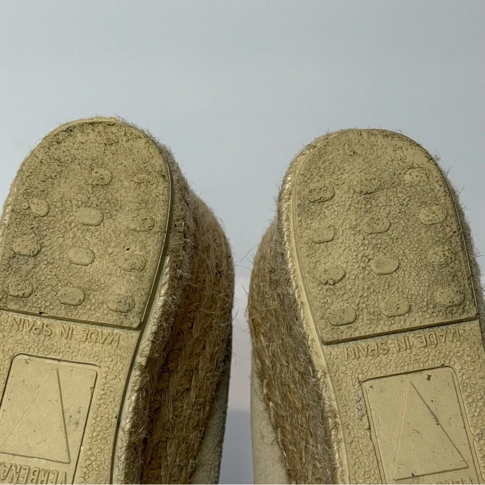 Verbenas Mamen Wedge Espadrilles Suede Shoes Jute Wrapped‎ Heels in Tan Size 39
